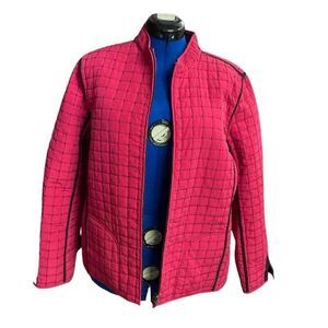 NAPA VALLEY Pink &‎ Black Zipper Quilted Style Jacket Size XL